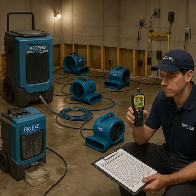 Structural Drying and Dehumidification process in Avocado Heights, CA